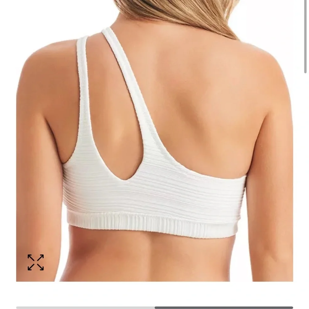 Jessica Simpson Ribbed One‎ Shoulder Swim Top Size XL NWT white